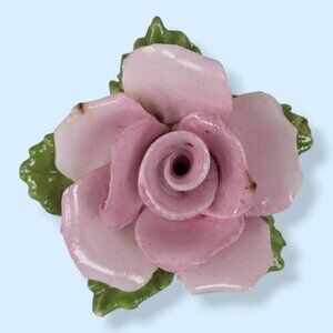 Vintage Coalport Pink Porcelain Floral Brooch